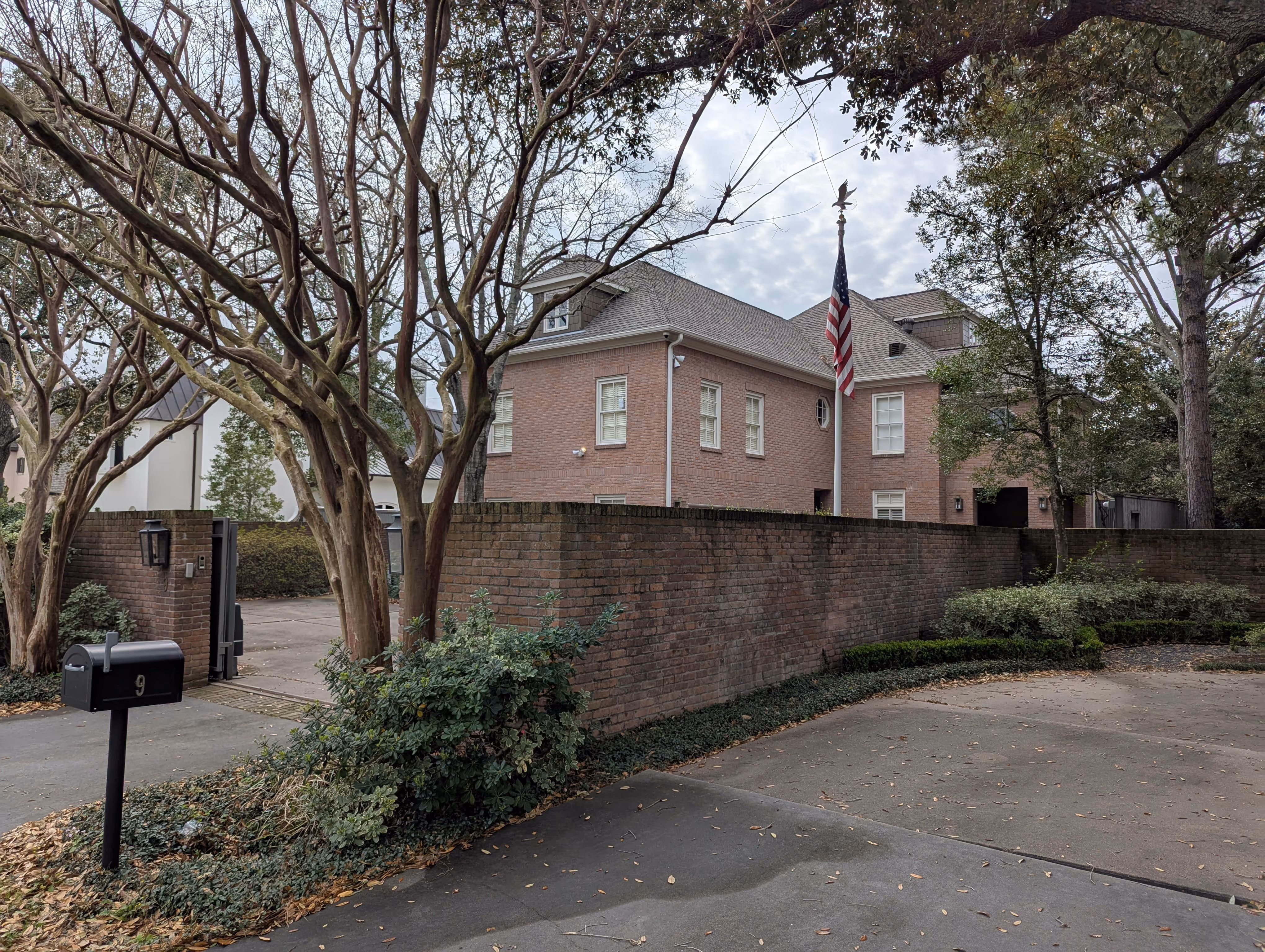 A front view of the house of President George Bush